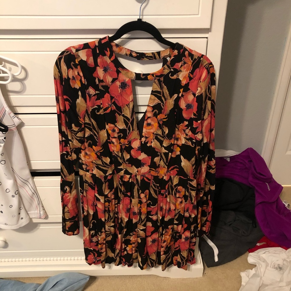 Long sleeve floral free people dress
